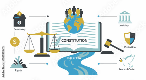 law constitution justice and government concept