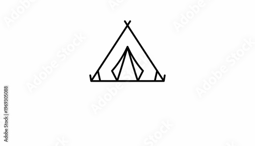 Minimalist Tent Icon, Camping Adventure Symbol, Outdoor Recreation Line Art