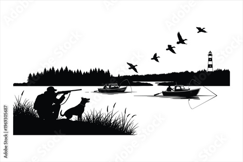 Duck Hunting Silhouette 