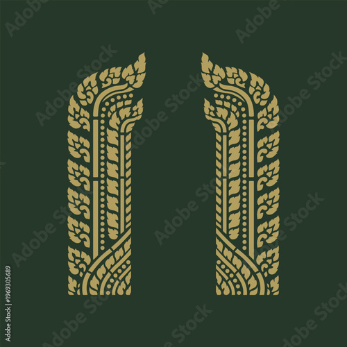 Khmer ancient painting art, Pillar ornament art drawing