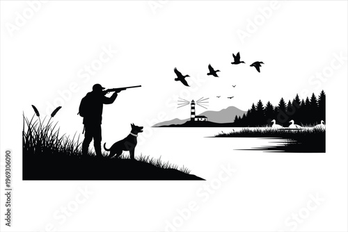 Hunting Scene Silhouette