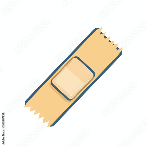 Minimalist illustration of a beige adhesive bandage with a square gauze pad