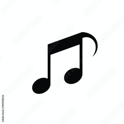 A single black eighth note symbol with a curved beam, isolated on white