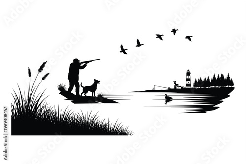 Hunting Scene Silhouette