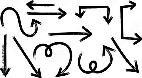 Hand drawn arrows collection black sketchy directional indicators for design presentations