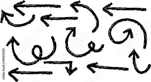 Hand drawn arrows collection of sketchy directional indicators for design visual communication