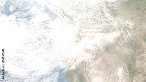 Earth zoom in from space and focus on Vancouver, Washington, USA. Background for travel intro or blog. Satellite view. 3D style Animation. Images from NASA.