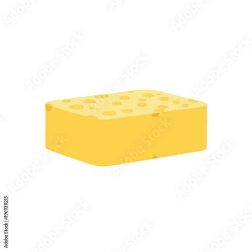 Yellow block with round holes on a white background
