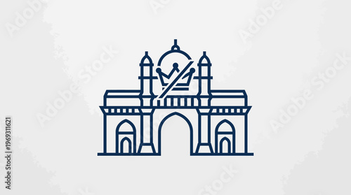 Minimalist Outline of Gateway of India Mumbai