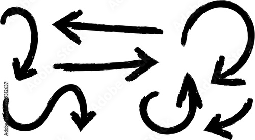 Hand drawn arrows collection black and white sketch for design directional concepts