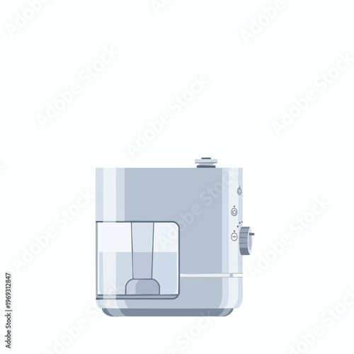 Minimalist light blue coffee maker with water reservoir and dial control