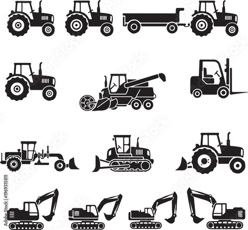 Set icons of crane, lifts and winches