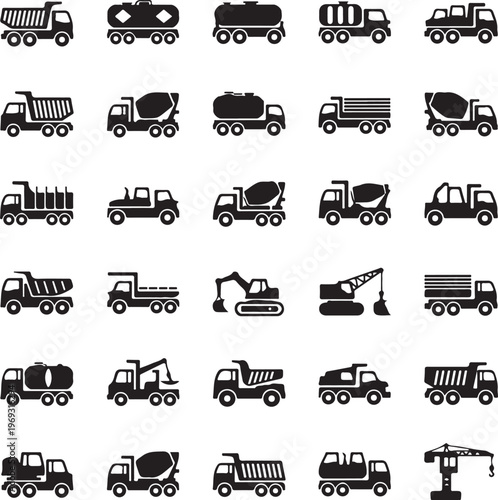 Set icons of crane, lifts and winches