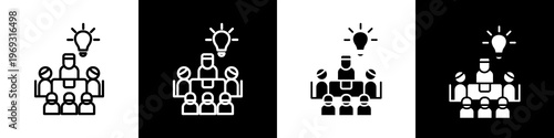Conference black and white icon design concept