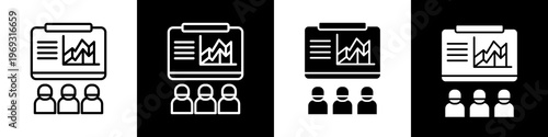 Seminar black and white icon design concept