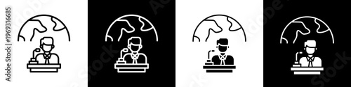 Conference black and white icon design concept