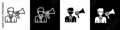 Teleconference black and white icon design concept