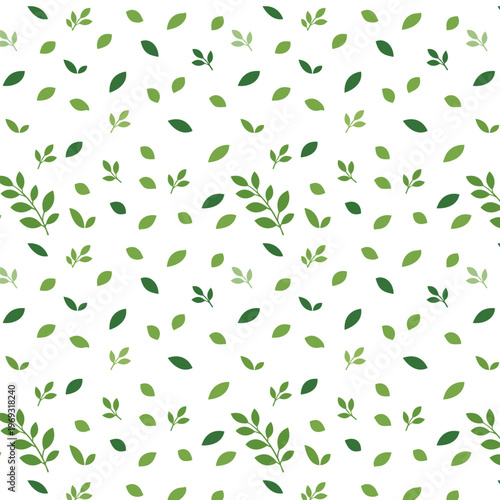 Minimal Green Leaf Seamless Border Pattern on Soft Wedding Background