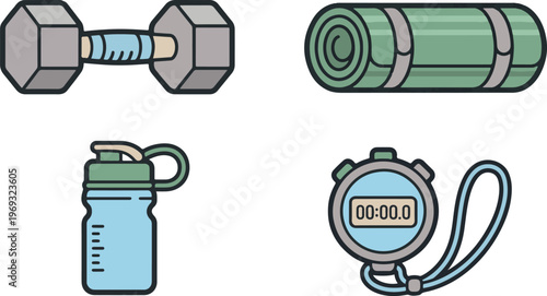 Gym Workout and Fitness Accessories Elements

