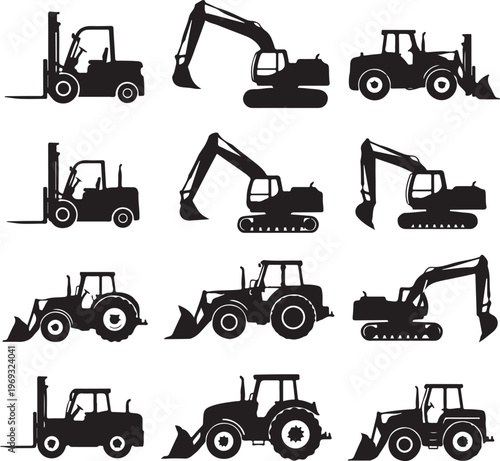 Set of heavy construction machines. Vector illustration 2
