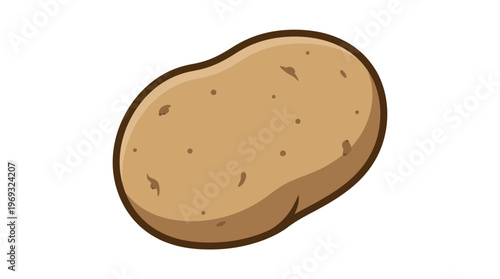 Single Brown Potato Vegetable Isolated on White Background