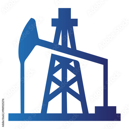 An oil pumpjack operates in an industrial setting with machinery equipment.
