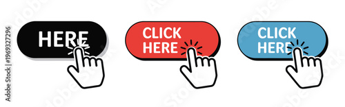 Interactive, click here button icon vector representing call to action, user engagement, website interaction, and digital interface design in modern vector illustration.