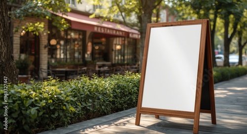 Blank restaurant outdoor signboard mockup with space for text