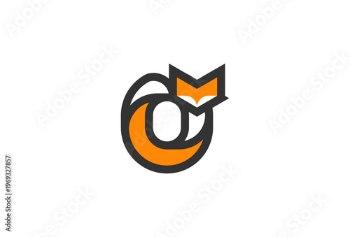 Letter O Fox Logo, Fox with Letter O combination, Fox Logo Design, vector illustration