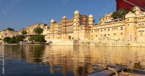 City Palace in Udaipur sailing on Lake Pichola in India