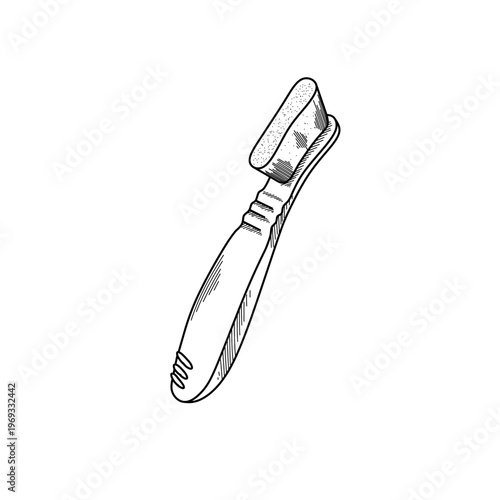 hand drawn minimalist toothbrush line art vector illustration
