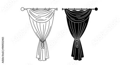Elegant black and white curtain designs a comparative illustration of drapery styles and window treatments