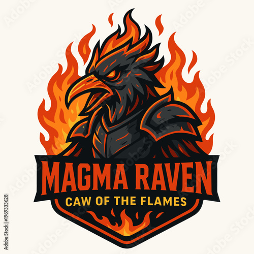 Set with magma raven and fiery armored bird logos. Perfect for branding, gaming, apparel, and creative projects.