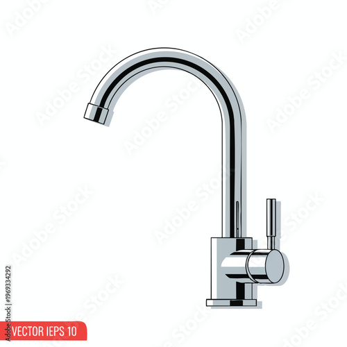 Sleek chrome faucet with arched spout and single lever control