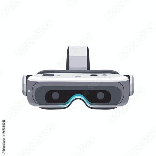 Sleek, modern virtual reality headset with a white strap and grey accents