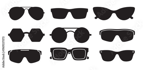 Sunglass icon, summer sunglasses vector illustration set