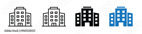 Office, corporate building icon illustrating company headquarters, business enterprise, organization, and commercial real estate, suitable for urban architecture and business vector projects.