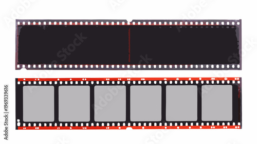 Two strips of 35mm film negative one exposed and one unexposed