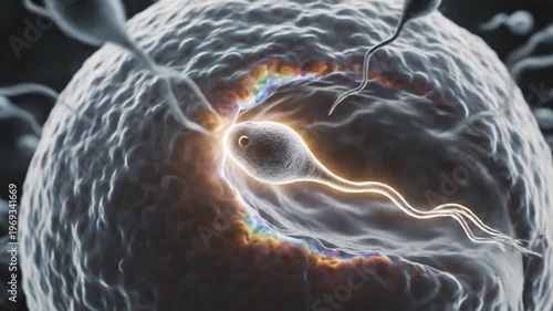 Egg and sperm fertilization process 3D medical animation 4k video