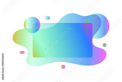 transparent gradient glass effect design. Abstract fluid gradient shape with a clear frame in the center, isolated on a transparency background. Dynamic and modern design element with vibrant colors.