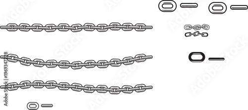 組み合わせ可能な鎖のベクターイラストセット