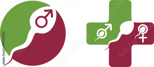 Human Sperm and Fertility Medical Icon Set