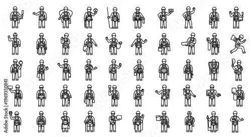 Collection of Diverse Human Figures in Various Poses and Actions.