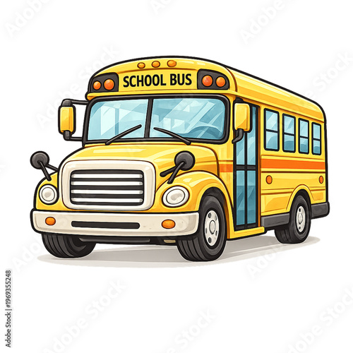 friendly yellow school bus, school bus illustration, kids transportation, school vehicle, cartoon bus, cute school bus, education illustration, school transport, happy bus, child friendly, school comm