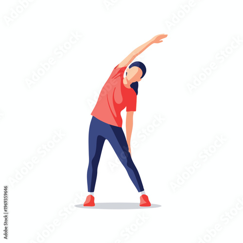 Flat illustration of a person doing a side bend stretch