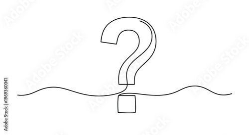 Abstract single line question mark symbol on wavy line background with the minimalist