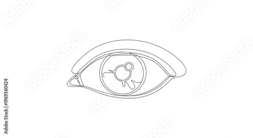 Single line drawing of an eye, symbolizing vision, sight and awareness