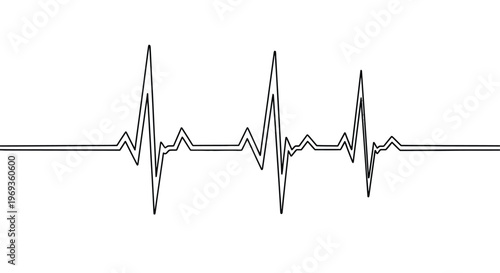Simple black ecg heartbeat line on white background, minimalist design