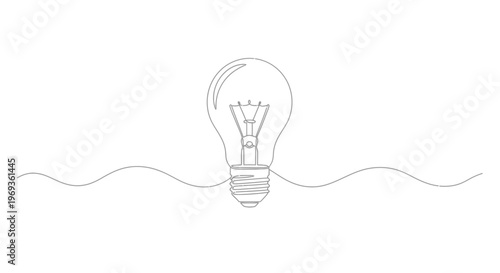 Single line drawing of a light bulb symbolizing a new idea or innovation
