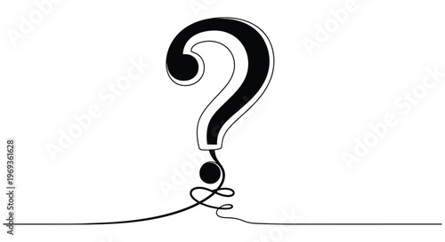 Large question mark in black and white   symbol of inquiry with white background